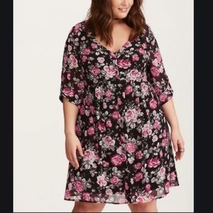 Torrid Chiffon Floral Shirt Dress